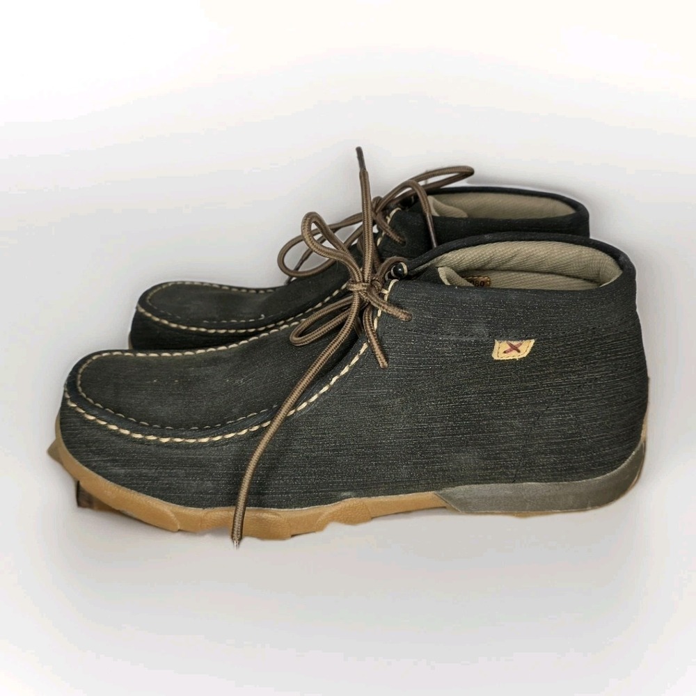 Twisted X Work Driving Moccosin Shoes Mens 11.5 Chukka Lace‎ Charcoal Brown/gray